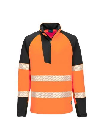 PW3 Warnschutz Sweatshirt 1/4 Reißverschluß, 4XL, R, Orange/Schwarz