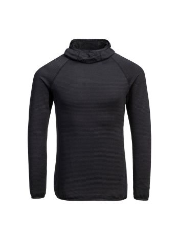 Waffel-Fleece-Unterwäsche mit Kapuze, L, R, Schwarz