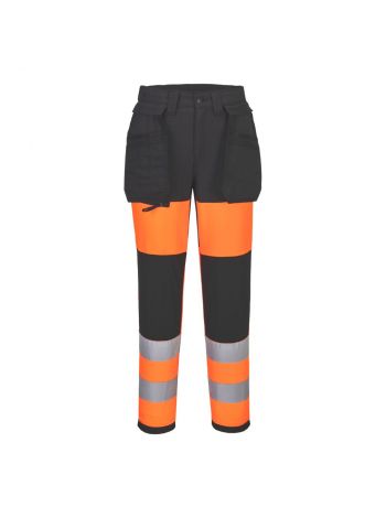 WX2 Eco Hi-Vis Damen Stretch Bundhose Klasse 1, 24, R, Orange/Schwarz