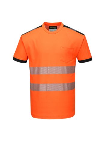 PW3 Warnschutz Cotton Comfort T-Shirt kurzarm , 4XL, R, Orange/Schwarz