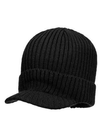 Beanie-Mütze mit Schirm, , R, Schwarz