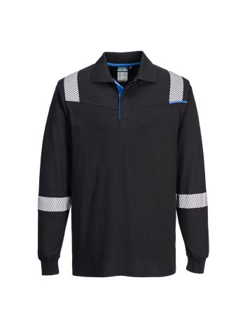 WX3 FR Modaflame Langarm-Polo, L, R, Schwarz