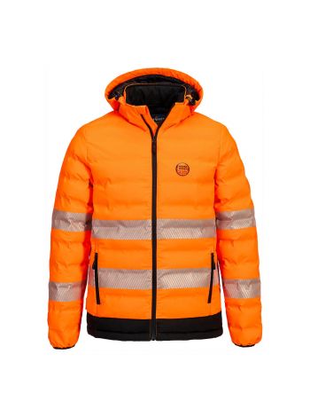 Beheizbare Ultrasonic Warnschutz Tunneljacke, L, R, Orange/Schwarz