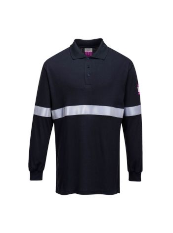 FR Modaflame Anti-Static Langarm-Poloshirt mit reflektierendem Reflektionsstreifen, 4XL, R, Marine