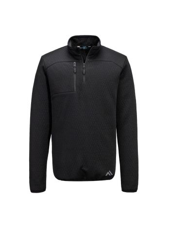 KX3 Texturiertes Sweatshirt mit 1/4 Reißverschluss, L, R, Schwarz