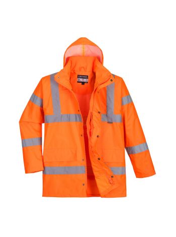 Warnschutz atmungsaktive Regen Verkehrsjacke, L, R, Orange
