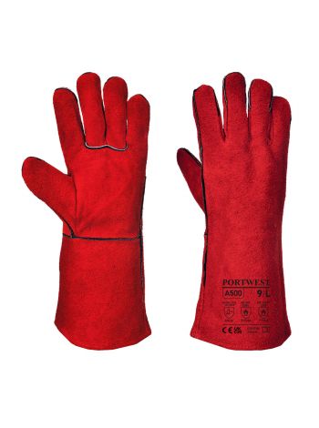 Schweißer Stulpenhandschuhe, M, R, Rot