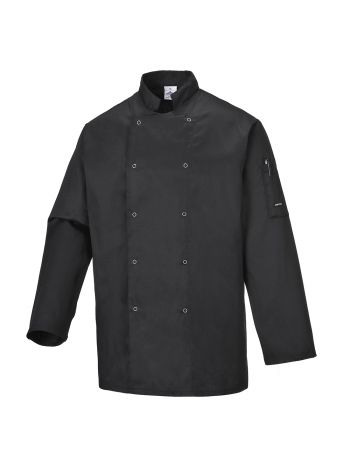 Chef's Suffolk Nietenjacke langarm, L, R, Schwarz