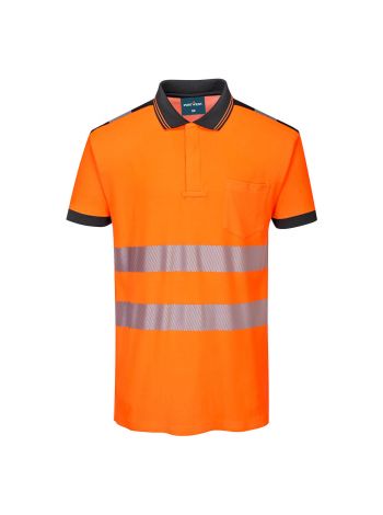 PW3 Hi-Vis Polo Shirt  S/S, 4XL, R, Orange/Schwarz