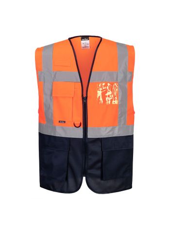 Warschau Warnschutz Kontrast Exekutiv Weste , L, R, Orange/Marine