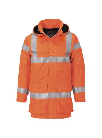 Bizflame Rain leichte Warnschutz Multinorm Jacke, 4XL, R, Orange