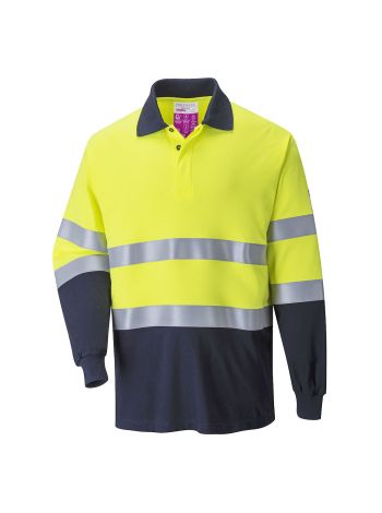 FR Modaflame Antistatisches zweifarbiges Poloshirt, 4XL, R, Gelb/Marine