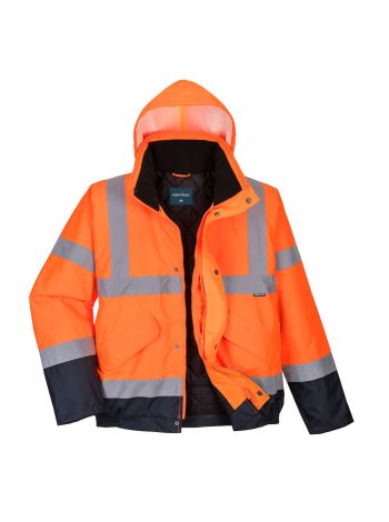 Warnschutz Kontrast Winter Pilotjacke , L, R, Orange/Marine