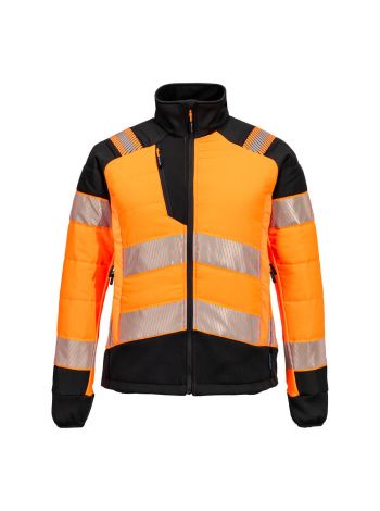 PW3 Warnschutz Damen Hybrid Steppjacke, L, R, Orange/Schwarz