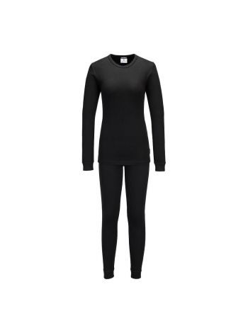 Womens Thermal Base Layer Set, L, R, Schwarz