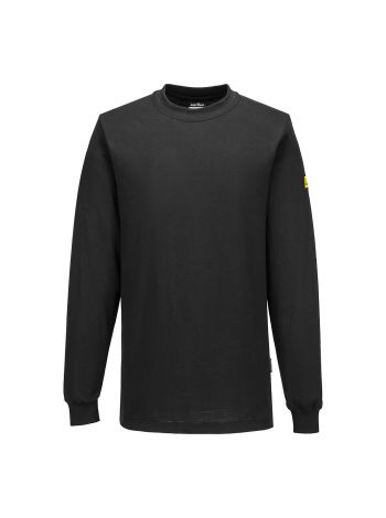 Antistatisches ESD-Langarm-T-Shirt, 4XL, R, Schwarz