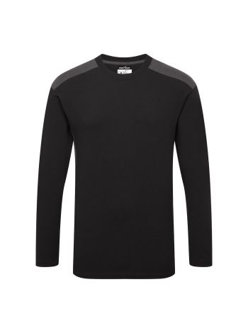 Two-Tone T-Shirt L/S, 4XL, R, Schwarz/Grau