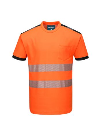 PW3 Hi-Vis T-Shirt  S/S, 4XL, R, Orange/Schwarz
