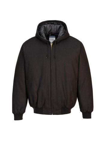 Mit Entenfedern gefütterte Kapuzenjacke, 4XL, R, Schwarz