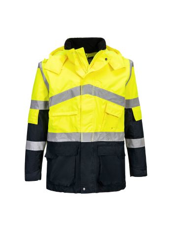 Warnschutz Kontrast Regenjacke atmungsaktiv, 4XL, R, Gelb/Marine