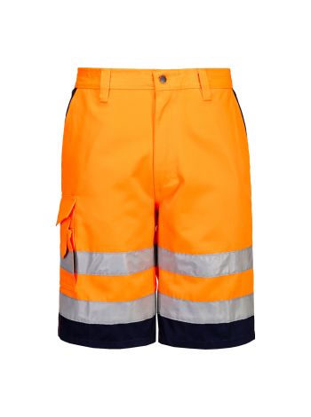 Warnschutz-Kontrast Shorts, L, R, Orange/Marine