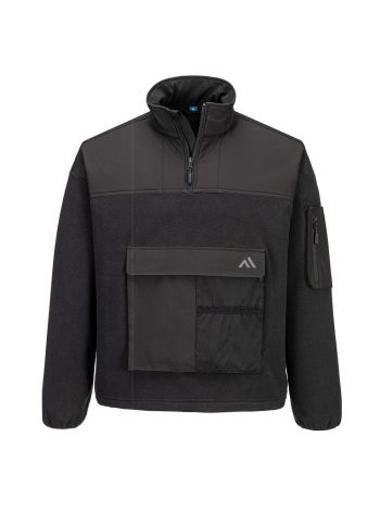 KX3 Fleecejacke mit 1/4 Reißverschluss, L, R, Schwarz
